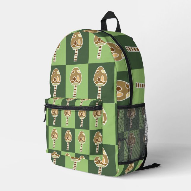 Sac À Dos Imprimé Goblincore Champignon Vert à Carreaux Goblincore (Coin arrière droit)