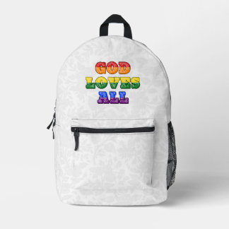 Sac À Dos Imprimé "God Loves All" Gay/LGBTQIA+/Queer Christian Pride