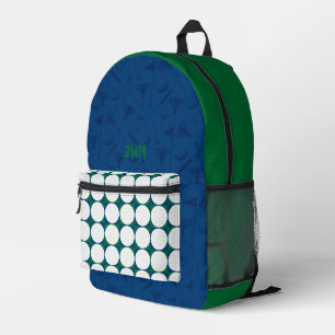 Sac À Dos Imprimé Golf Balls Motif INITIALES Vert Bleu Preppy Amusem