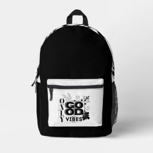 Sac À Dos Imprimé Good Vibes uniquement - Typographie motivationnell