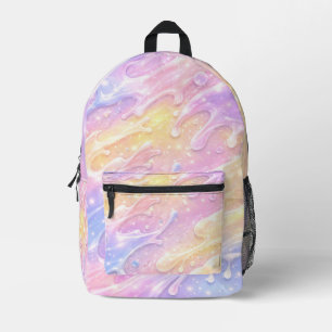 Sac À Dos Imprimé Gouttes de Slime Pastel Mignon Galaxie Holographiq