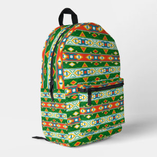 Sac À Dos Imprimé Grandes et formes géométriques vert orange blanc