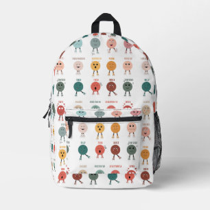 Sac À Dos Imprimé Graphique de faces des émotions colorées mignonnes