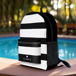 Sac À Dos Imprimé Gras moderne noir blanc rayé Motif avec coeur