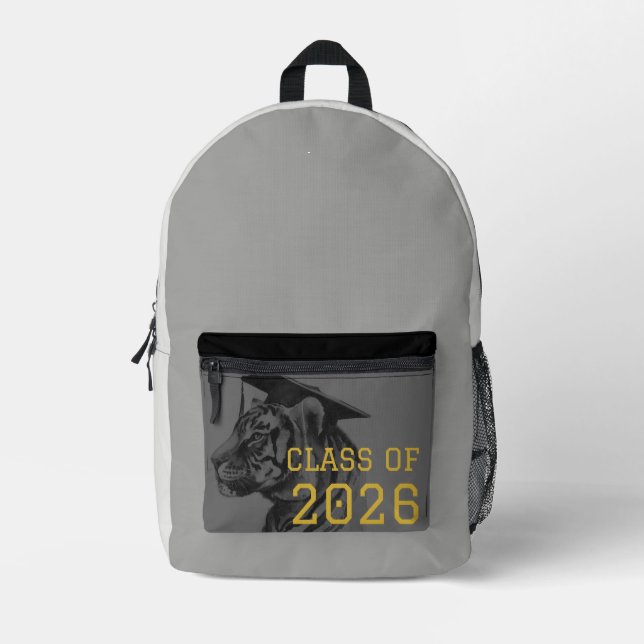 Sac À Dos Imprimé Gray Black Tiger Graduation Backpack (Recto)