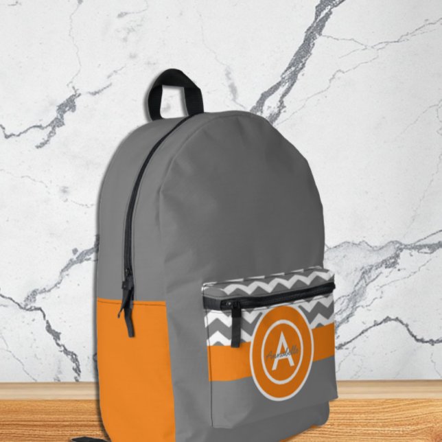 Sac À Dos Imprimé Gray Orange Chevron (Créateur téléchargé)