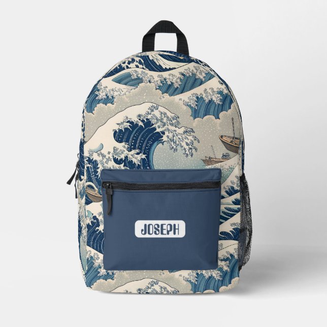 Sac À Dos Imprimé Great Wave Japanese Art Backpack (Recto)