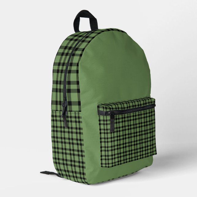 Sac À Dos Imprimé Green Black Plaid Pattern (Coin arrière gauche)