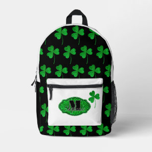 Sac À Dos Imprimé Green Sparkly Shamrock Monogramme St Patrick