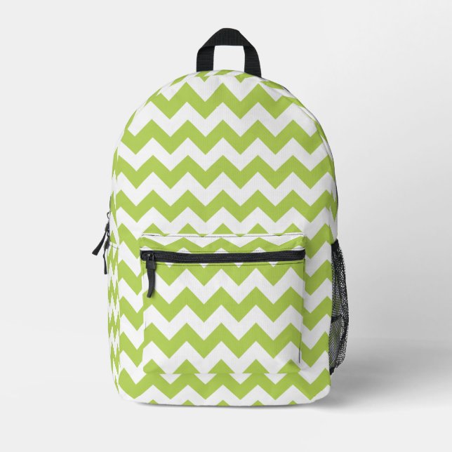 Sac À Dos Imprimé Green Zigzag, Green Chevron, Motif géométrique (Recto)
