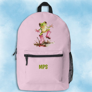 Sac À Dos Imprimé Grenouille avec de mignonnes bottes roses dans une