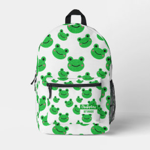 Sac À Dos Imprimé Grenouille Happy Face Motif Vert Moderne Cute Cart
