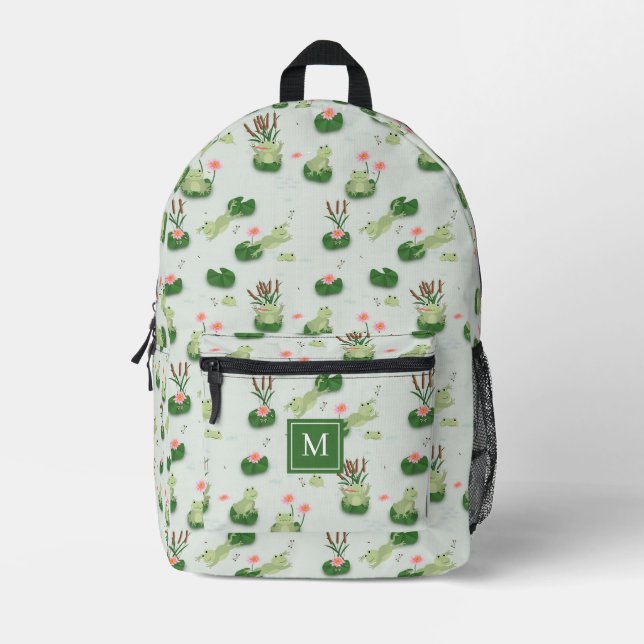Sac À Dos Imprimé Grenouilles Mignonnes dans l'Étang de Nénuphars Mo (Recto)