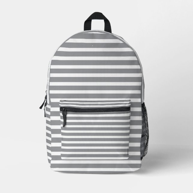 Sac À Dos Imprimé Grey & White Striped Backpack 💥 Cool & Modern  (Recto)