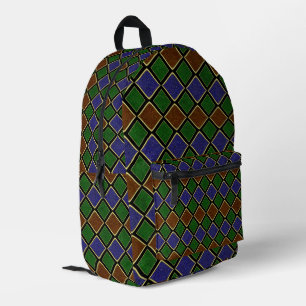 Sac À Dos Imprimé Grille Diamant Arlequin : Harmonie Texturée