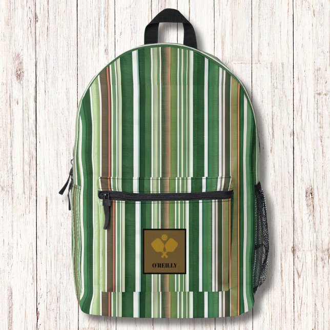 Sac À Dos Imprimé Grille verte et Brown moderne Monogramme Picklebal (Créateur téléchargé)