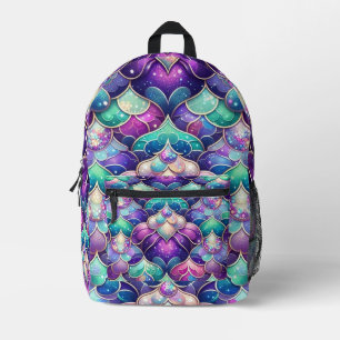Sac À Dos Imprimé Grilles de sirène Turquoise brillante violette Imp