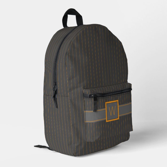Sac À Dos Imprimé Gris avec rayures orange (Coin arrière gauche)