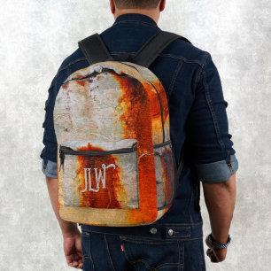 Sac À Dos Imprimé Gris et rouille Orange Grunge Urbain Industriel