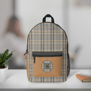 Sac À Dos Imprimé Gris Fossilisé Plaid Moderne