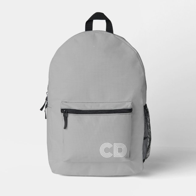 Sac à dos imprimé gris monogramme (Recto)