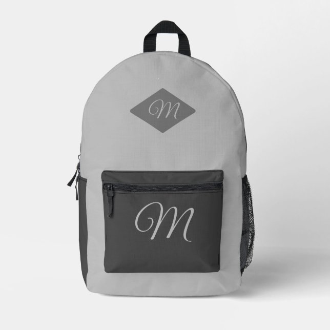 Sac À Dos Imprimé Gris monogramme à deux tons (Recto)