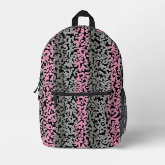 Sac À Dos Imprimé Gris rose noir numérique pixellisé rayures