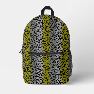 Sac À Dos Imprimé Gris vert olive noir numérique pixellisé bandes