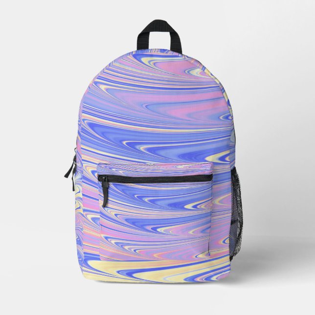 Sac À Dos Imprimé Groovy Éclectique Quirky Ondulé Pastel Abstrait (Recto)