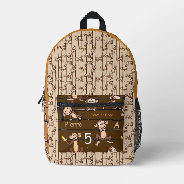 Sac À Dos Imprimé Groupe de singes (Recto)