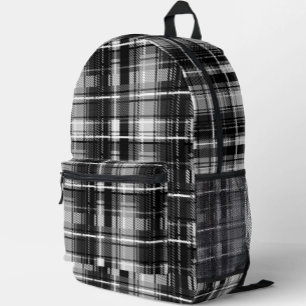 Sac À Dos Imprimé Grund Black Blanc Flannel Plaid Tartan Design