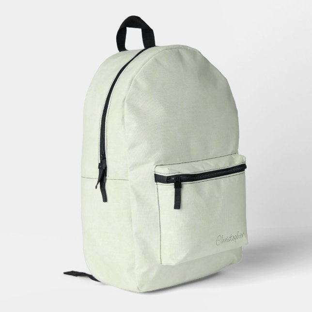 Sac À Dos Imprimé Grunge Vert Pâle Givré avec Nom (Coin arrière gauche)