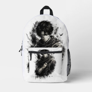 Sac À Dos Imprimé Guerrier d'anime sombre Ninja bandagé Art Grunge