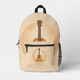 Sac À Dos Imprimé Guitare Acoustique Nom Personnalisé Pour Amateurs 