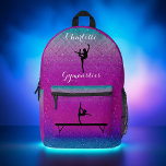 Sac À Dos Imprimé Gymnastique fille violet bleu Ombre<br><div class="desc">Gymnastique ombre design fait spécial avec le nom de votre gymnaste!</div>