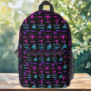 Sac À Dos Imprimé Gymnastique Pink Violet Turquoise Vault Bars Poutr