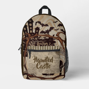 Sac À Dos Imprimé Halloween, Château Hanté, Vintage