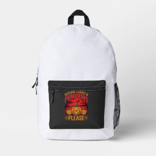 Sac À Dos Imprimé Halloween Feuilles d'Automne et Citrouilles S'il V