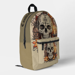 Sac À Dos Imprimé Halloween, Motif Crâne, Calavera à la Lumière des
