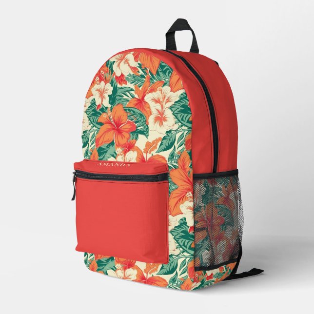 Sac À Dos Imprimé Hawaiian vibe coloré fleurs tropicales motif (Coin arrière droit)