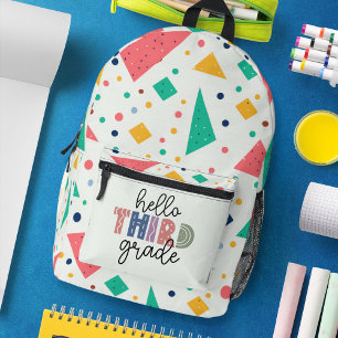 Sac À Dos Imprimé Hello école coloré géométrique