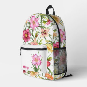 Sac À Dos Imprimé Hémérocalles Fleur Art Botanique Personnalisé