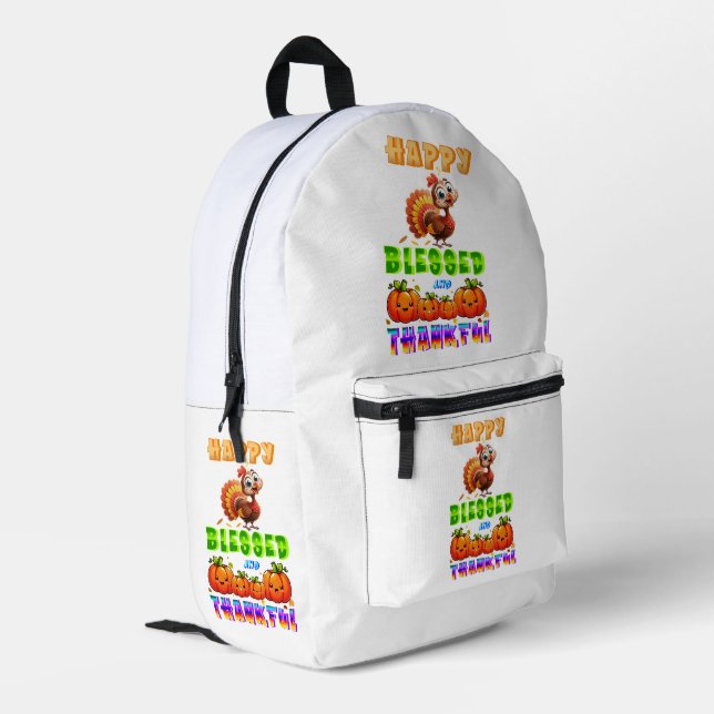 Sac À Dos Imprimé Heureux Bénis Et Reconnaissant (Coin arrière gauche)