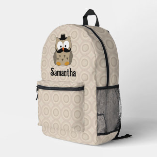 Sac À Dos Imprimé Hibou avec Moustache et Casquette