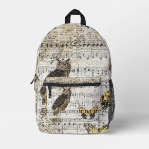 Sac À Dos Imprimé Hibou avec notes de musique et papillon