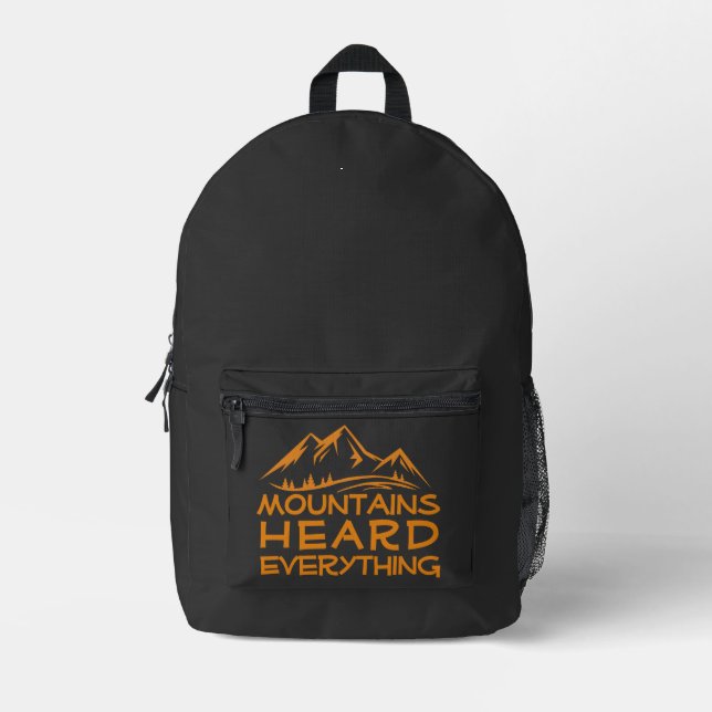 Sac À Dos Imprimé Hiker camping humor black orange printed backpack (Recto)