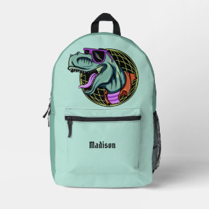 Sac À Dos Imprimé Hipster T-Rex nom et couleur personnalisés