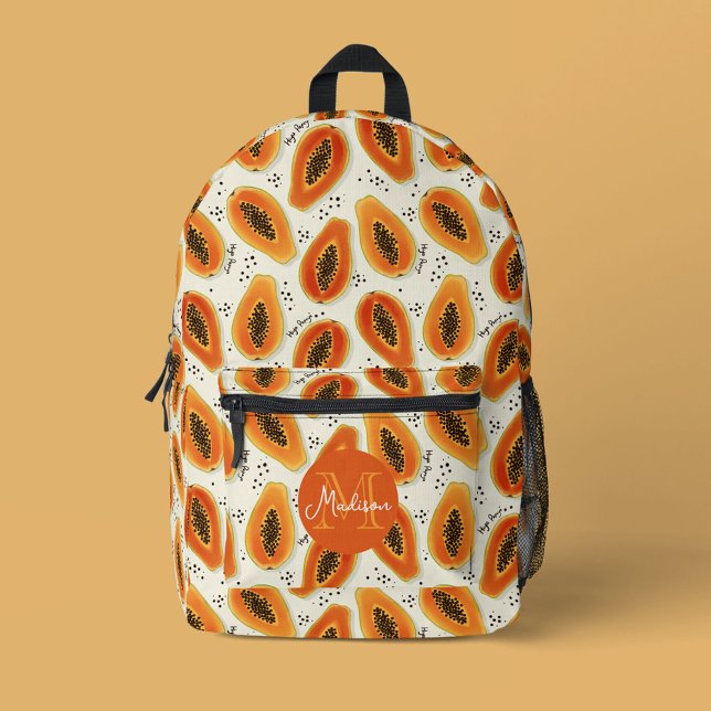 Sac À Dos Imprimé Hiya Papaya Motif & Monogramme (Hiya Papaya Pattern Backpack with Monogram)