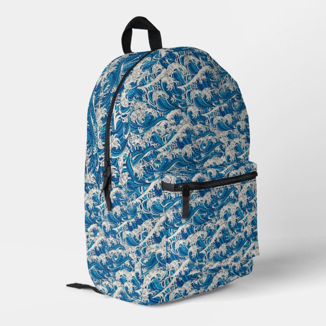 Sac À Dos Imprimé Hokusai la Grande vague Motif Nautique (Coin arrière gauche)