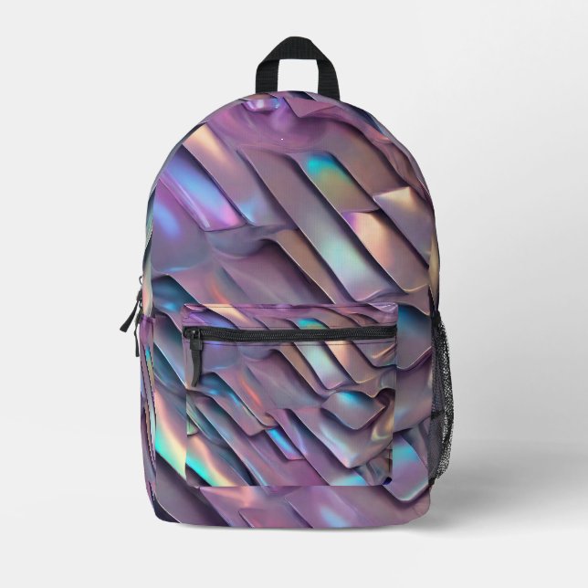 Sac À Dos Imprimé Holographie abstraite/iridescente futuriste (Recto)